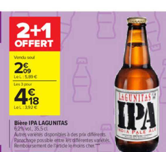 bière ipa lagunitas 2+1 offert