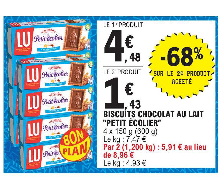 Biscuits Chocolat Au Lait Petit écolier -68% Sur Le 2e Produit Acheté