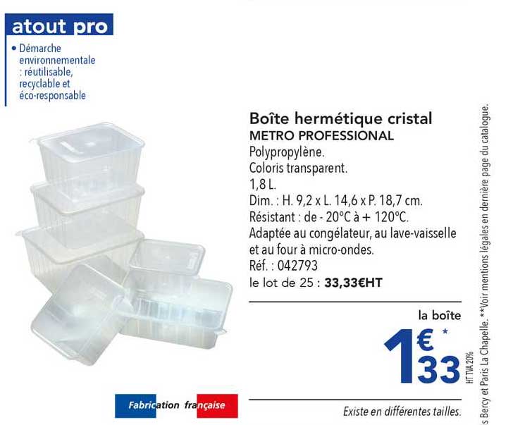 Boîte Hermétique Cristal Metro Professional