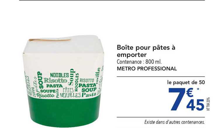 Boîte Pour Pâtes à Emporter Metro Professional