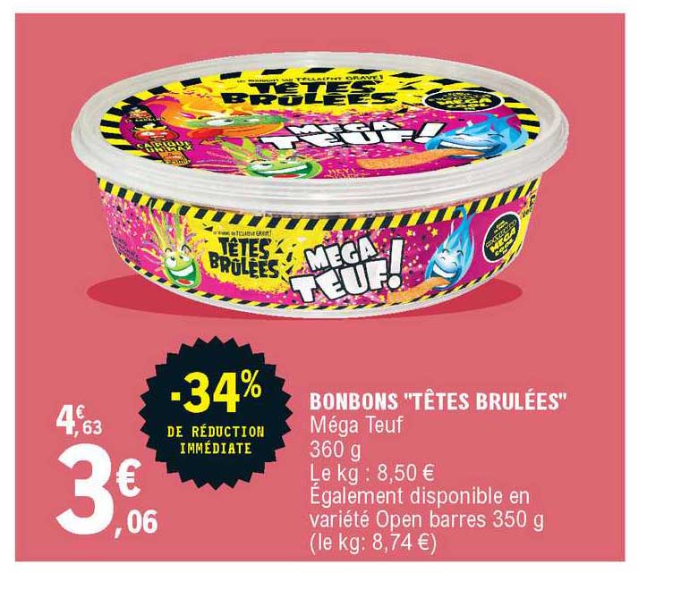 bonbons têtes brûlées -34% de réduction immédiate
