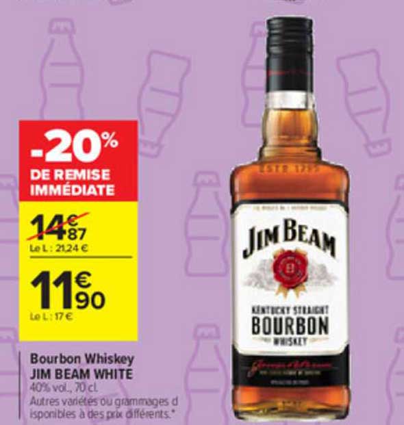 bourbon whiskey jim beam white -20% de remise immédiate