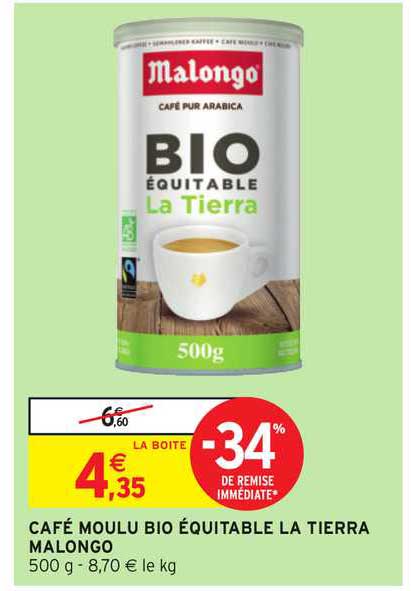 café moulu bio équitable la tierra malongo -34% de remise immédiate