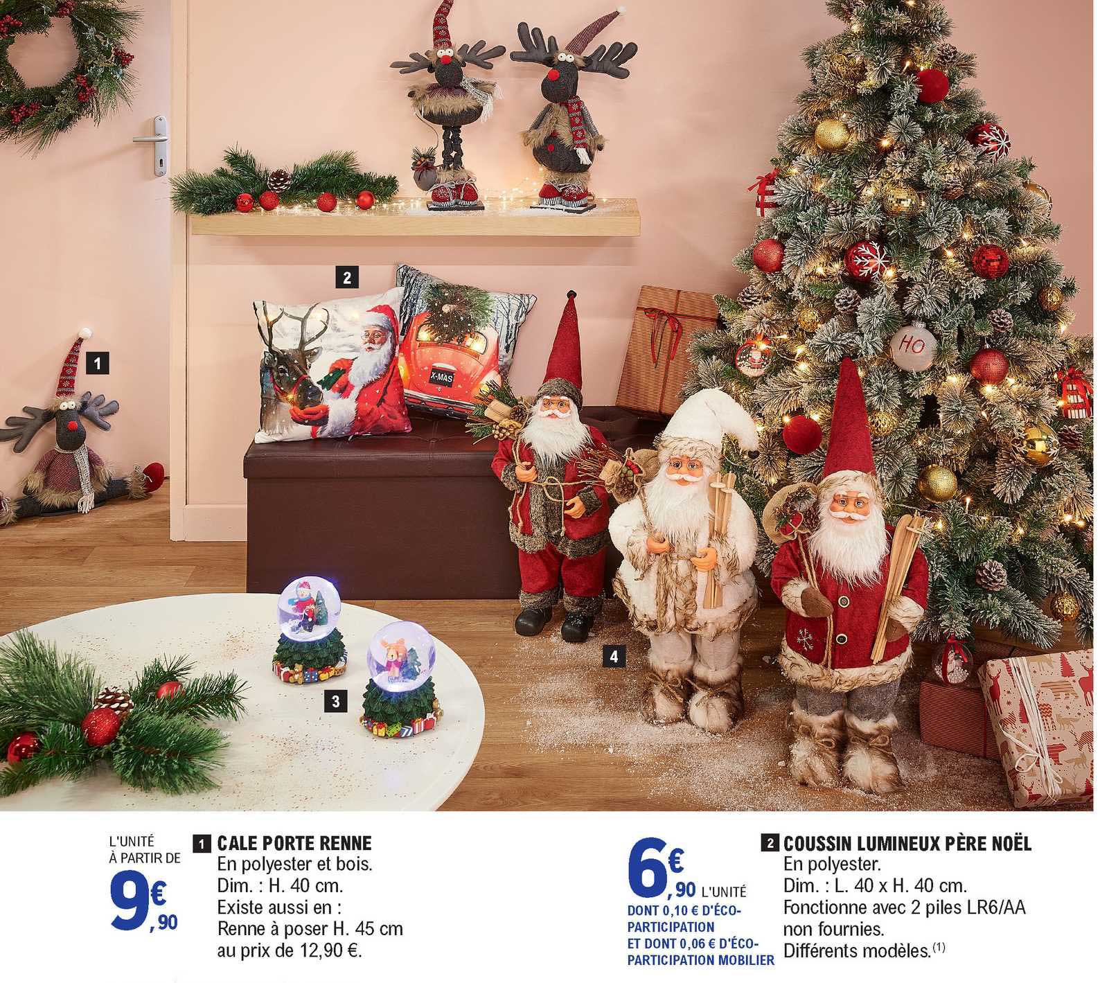 cale porte renne coussin lumineux père noël