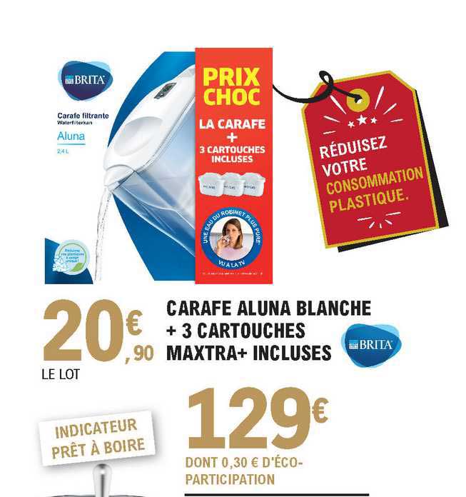 carafe aluna blanche + 3 cartouches maxtra+ incluses brita