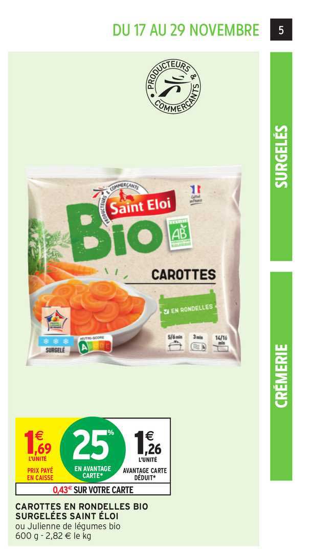 carottes en rondelles bio surgelées saint éloi