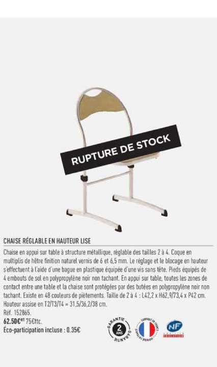 chaise réglable en hauteur lise