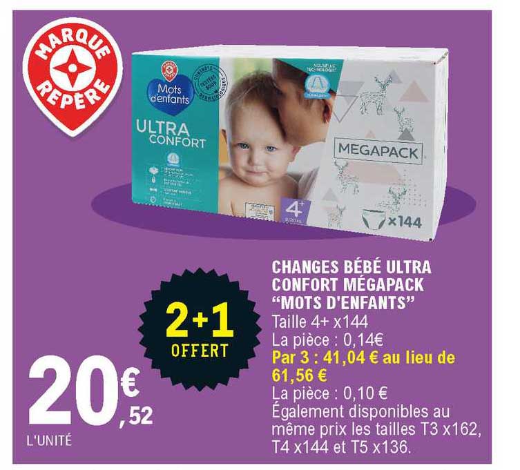 changes bébé ultra confort mégapack mots d'enfants 2+1 offert