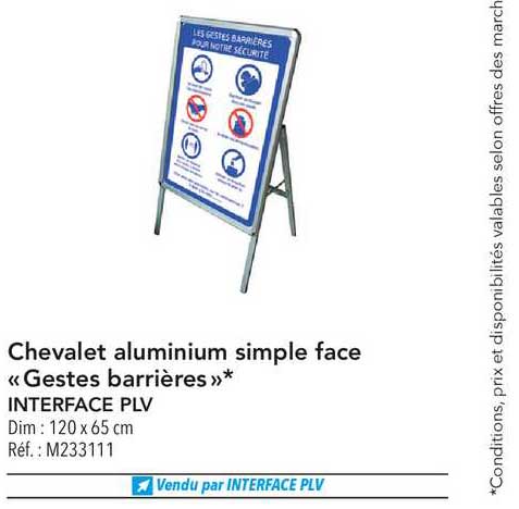 chevalet aluminium simple face gestes barrières interface plv