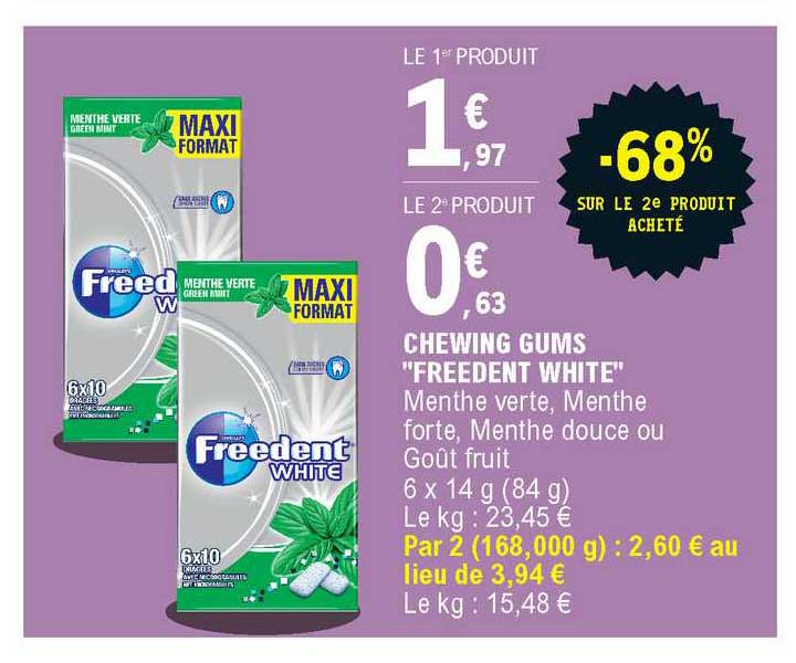 Chewing Gums Freedent White -68% Sur Le 2e Produit Acheté