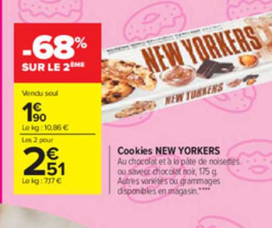 cookies new yorkers -68% sur le 2ème
