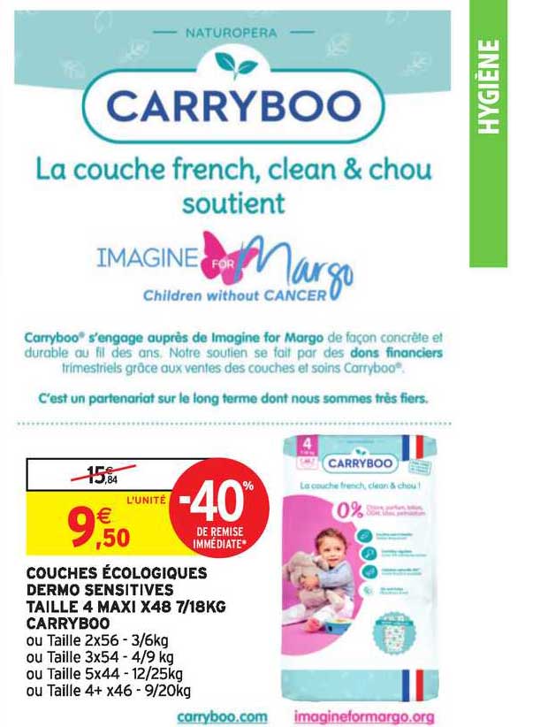 couches écologiques dermo sensitives taille 4 maxi x48 7 18kg carryboo -40% de remise immédiate