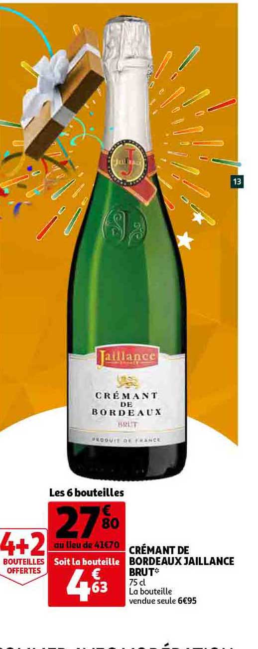 crémant de bordeaux jaillance brut 4+2 offertes