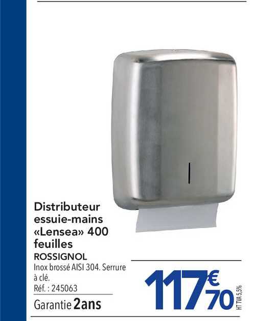 distributeur essuie mains lensea 400 feuilles rossignol