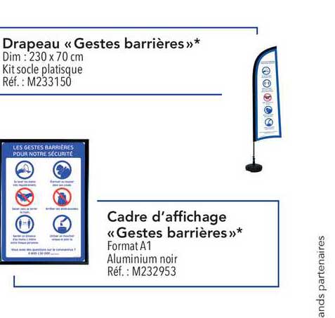 drapeau gestes barrières cadre d'affichage gestes barrières