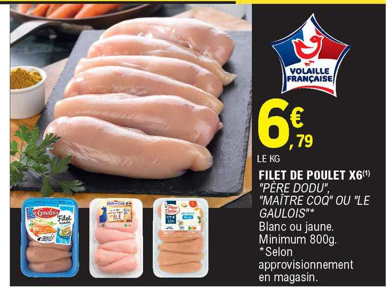 Filet De Poulet X6 Père Dodu Maître Coq Ou Le Gaulois
