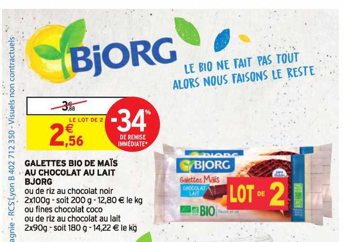 Galettes Bio De Maïs Au Chocolat Au Lait Bjorg -34% De Remise Immédiate