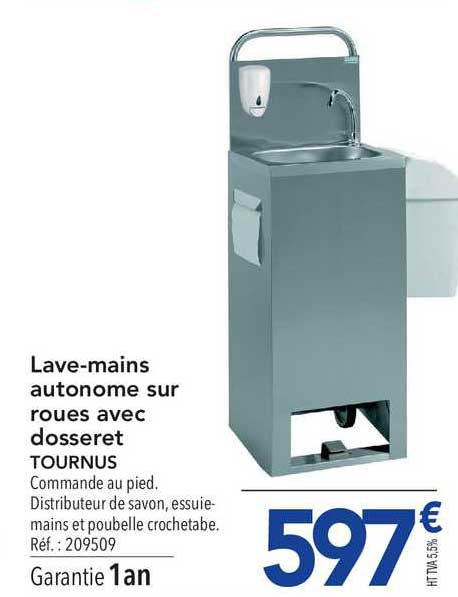 lave mains autonome sur roues avec dosseret tournus