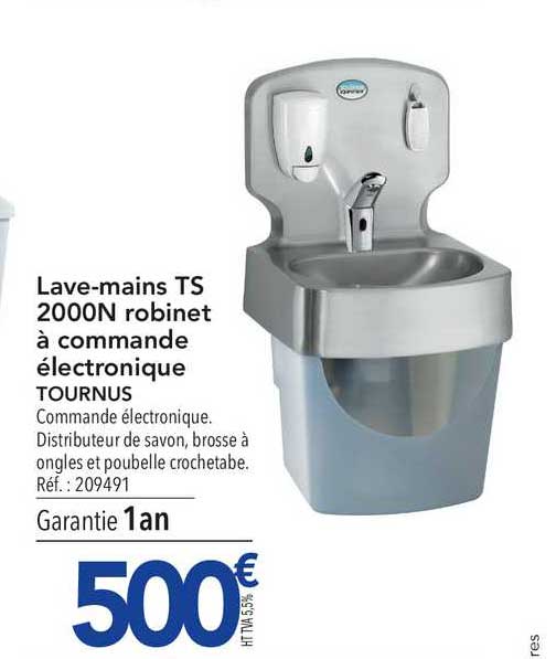 lave mains ts 2000n robinet à commande électronique tournus