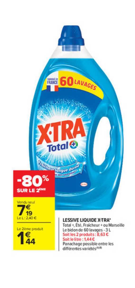 lessive liquide x tra -80% sur le 2ème