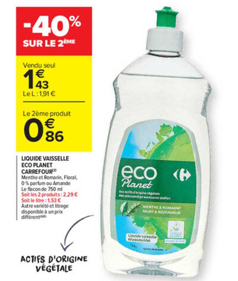 liquide vaisselle eco planet carrefour -40% sur le 2ème