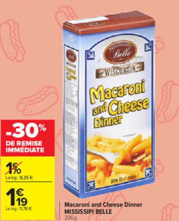 macaroni and cheesse dinner mississipi belle -30% de remise immédiate