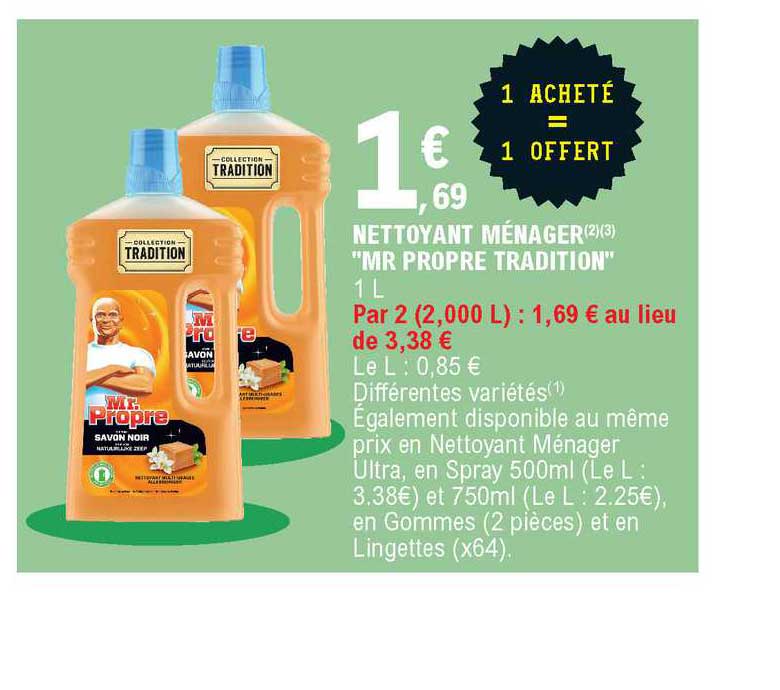 nettoyant ménager mr propre tradition 1 acheté = 1 offert