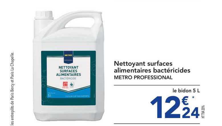 nettoyant surfaces alimentaires bactéricdies metro professional