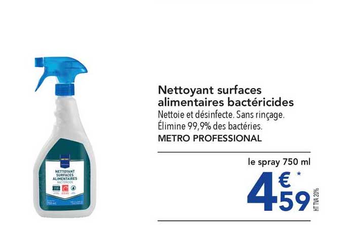 nettoyant surfaces alimentaires bactéricides metro professional