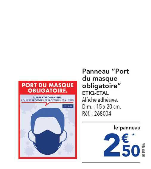 panneau port du masque obligatoire etiq etal