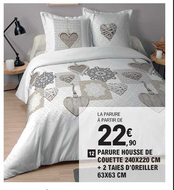 parure housse de couette 240x220 cm + 2 taies d'oreiller 63x63 cm