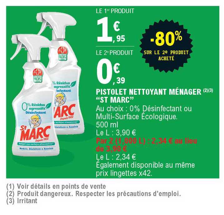 pistolet nettoyant ménager st marc -80% sur le 2e produit acheté
