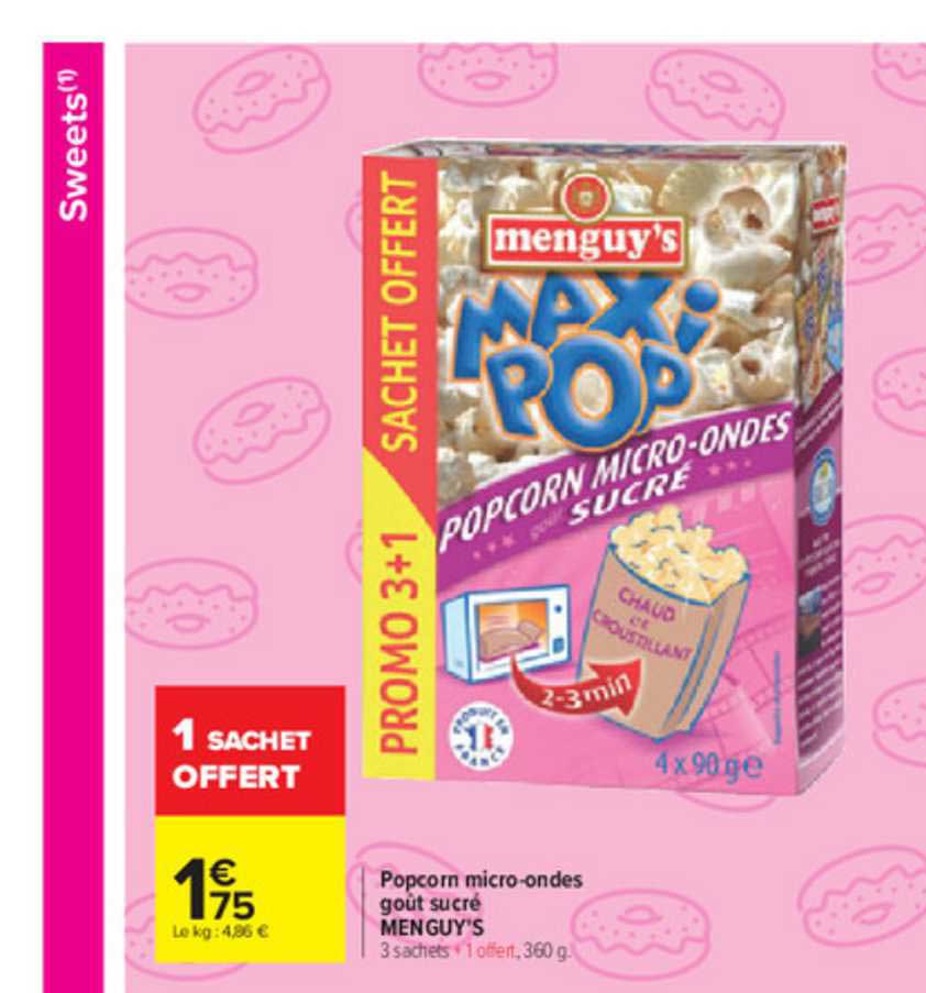 popcorn micro ondes goût sucré menguy's