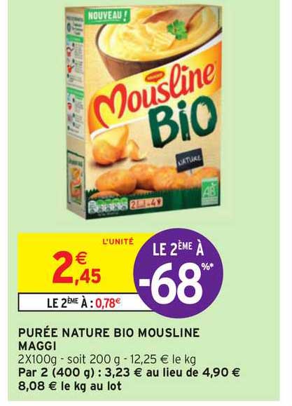 Purée Nature Bio Mousline Maggi Le 2ème à -68%