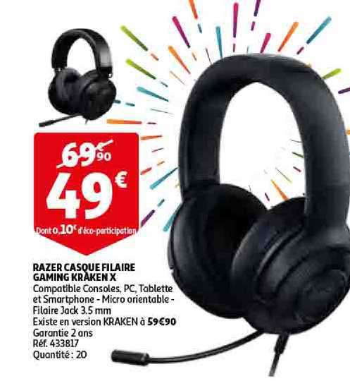 razer casque filaire gaming kraken x