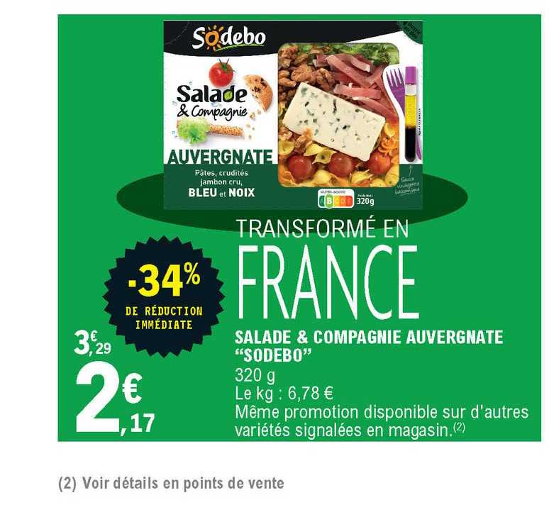 Salade & Compagnie Auvergnate Sodebo -34% De Réduction Immédiate