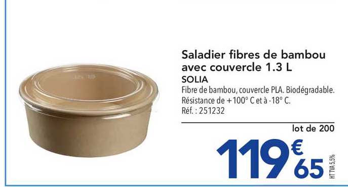 saladier fibres de bambou avec couvercle 1.3 l solia