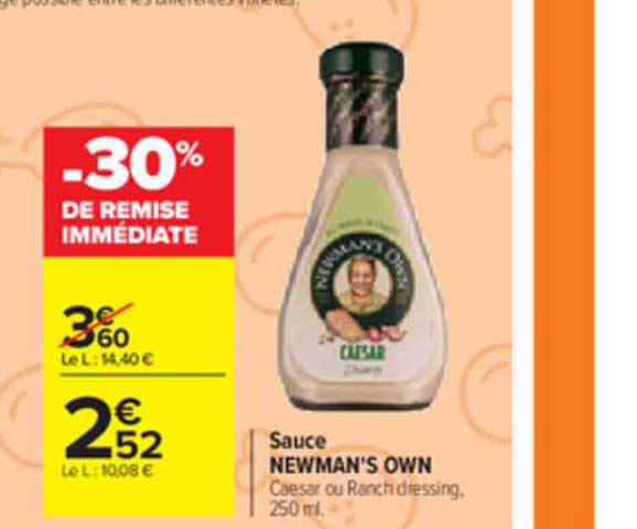 sauce newman's own -30% de remise immédiate