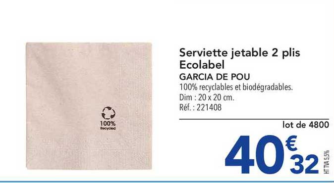 serviette jetable 2 plis ecolabel garcia de pou