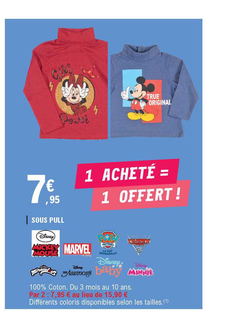 sous pull 1 acheté = 1 offert