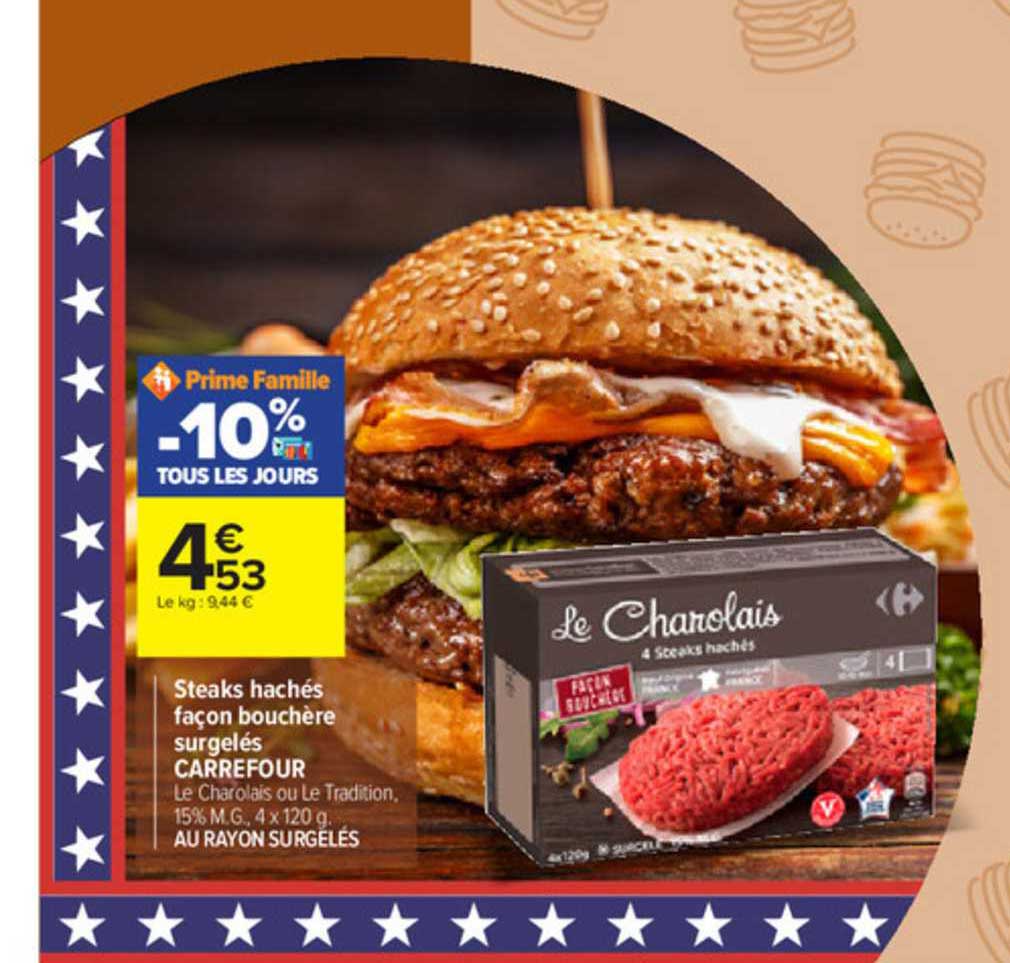 steaks hachés façon bouchère surgelés carrefour
