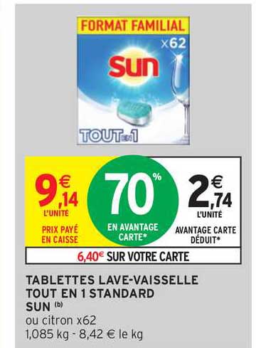 tablettes lave vaisselle tout en 1 standard sun
