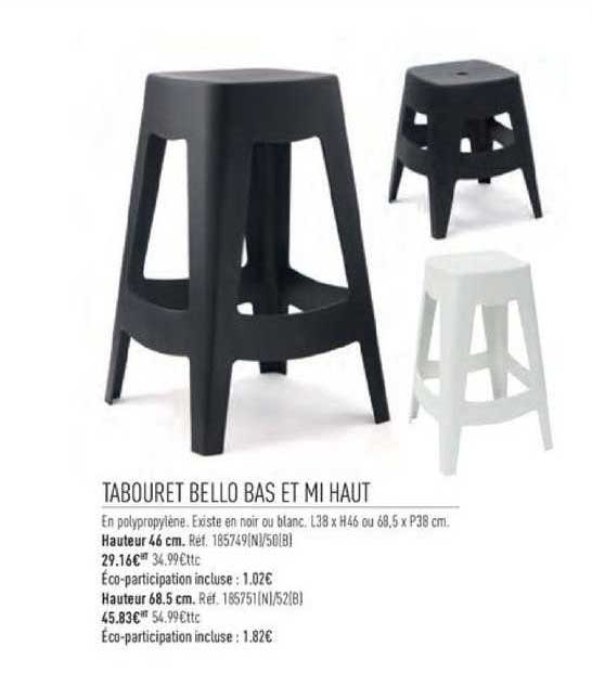tabouret bello bas et mi haut