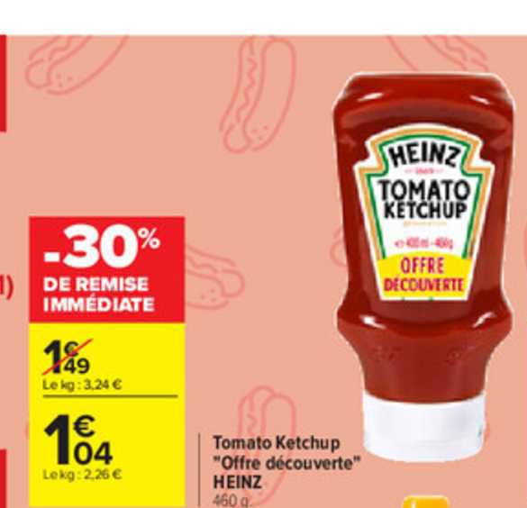 tomato ketchup offre découverte heinz -30% de remise immédiate