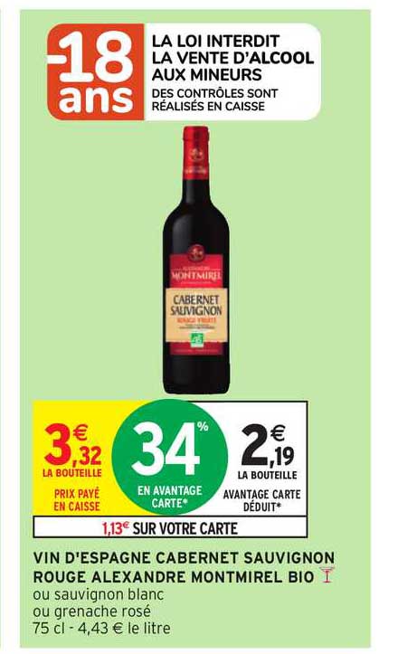 Vin D'espagne Cabernet Sauvignon Rouge Alexandre Montmirel Bio