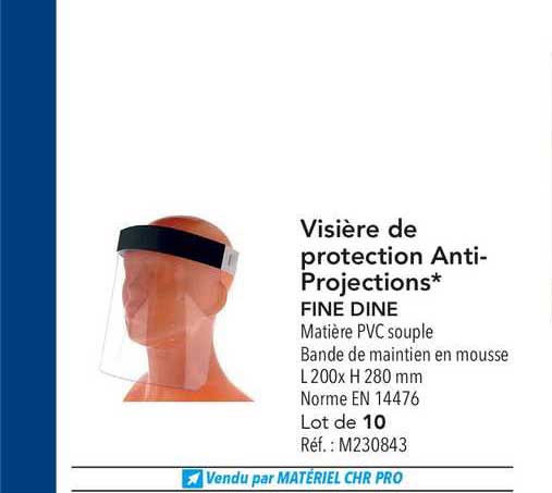 visière de protection anti projections fine dine