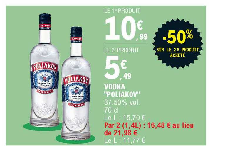 Vodka Poliakov -50% Sur Le 2e Produit Acheté