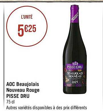 aoc beaujolais nouveau rouge pisse dru