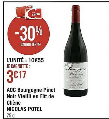 aoc bourgogne pinot noir vieilli en fût de chêne nicolas potel
