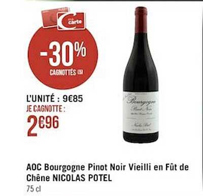 aoc bourgogne pinot noir vieilli en fût de chêne nicolas potel